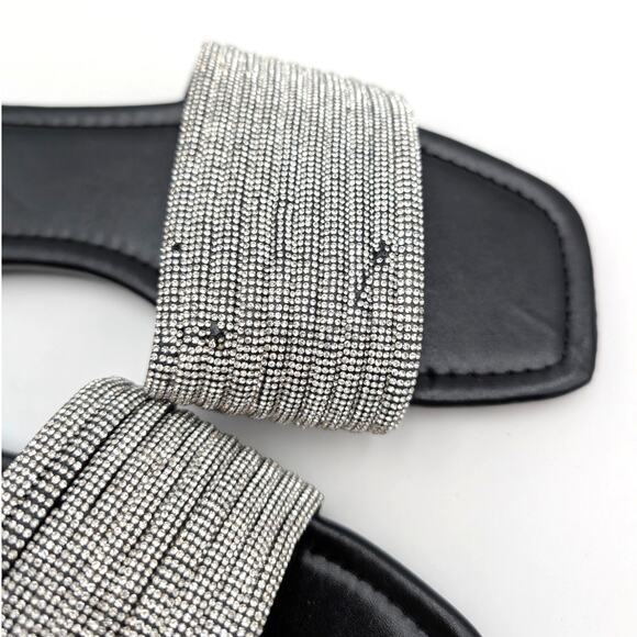 Chase & Chloe Eve 32 Slide Sandals Women's Black/Silver Size US7.5 EU38 - Picture 6 of 13